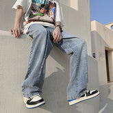 Men Jeans Washed Jeans Men Spring/Summer Straight-Leg Pants